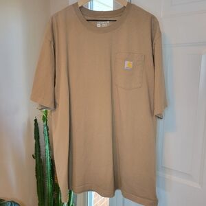 Carhartt Loose Fit Desert Tan Beige Short Sleeve T-Shirt, Size Mens 2XL